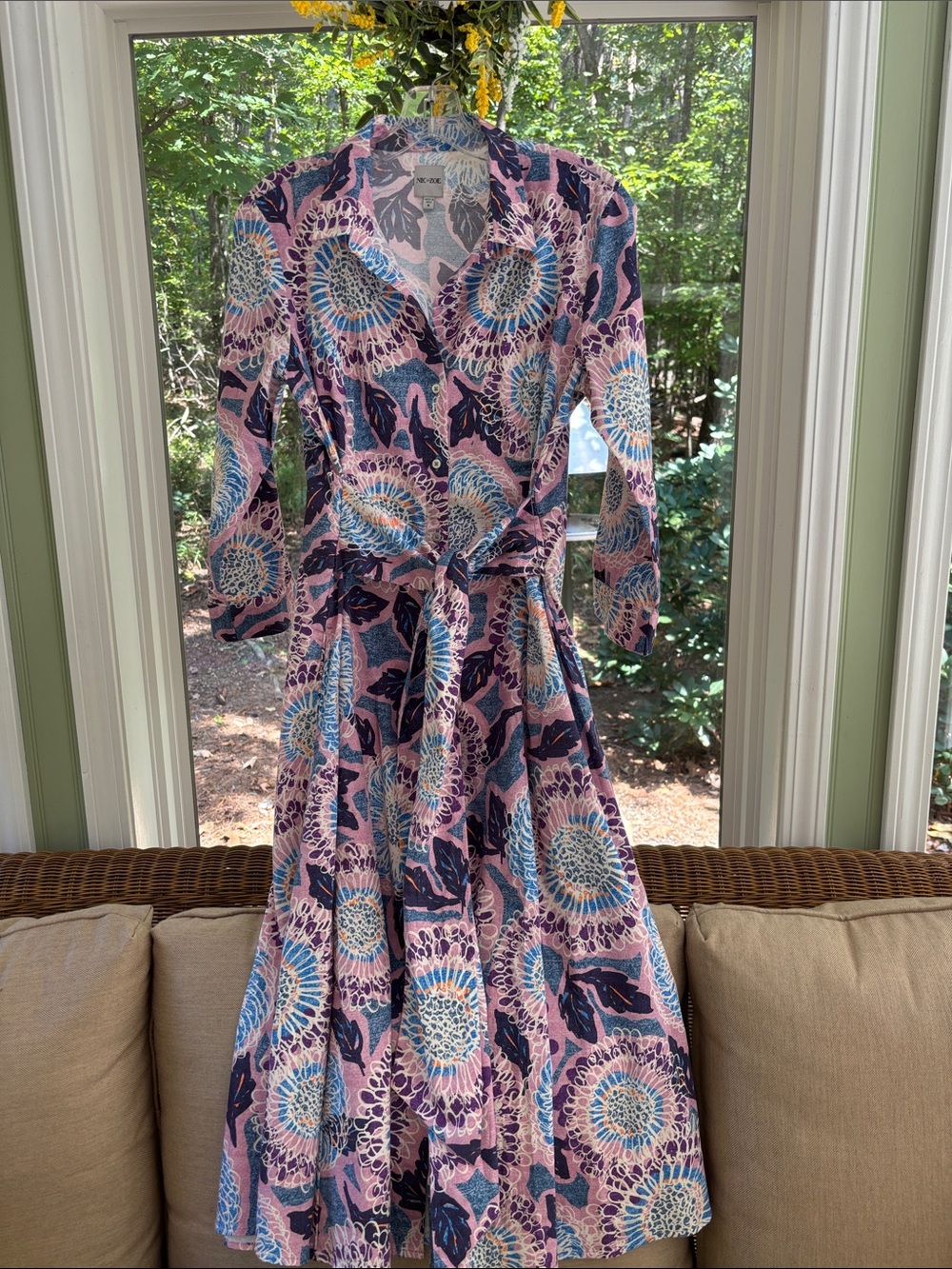 NIC+ZOE Pink and Blue Floral  Midi Dress